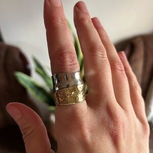 Silpada Chunky Sterling Silver & Brass Rain or Shine Ring Size 7.5